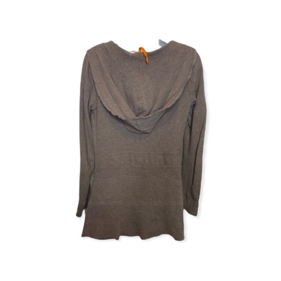 Anthro Saturday Sunday taupe waterfall hooded Cotton Knit cardigan Extra small - Picture 4 of 11